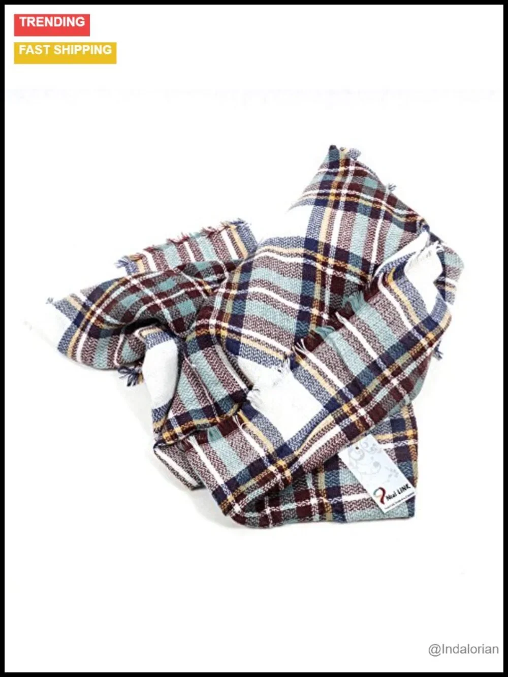 Oversized Plaid Blanket Scarf Shawl Wrap Winter Warm Acrylic